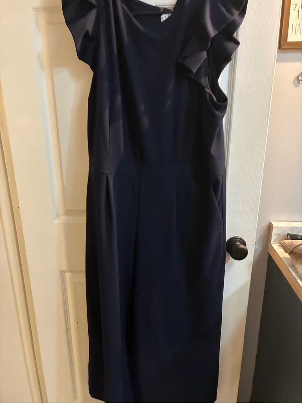 ELLE Navy Ruffle Sleeve Wide Leg Jumpsuit XXL